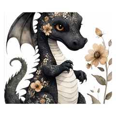 Cute Black Baby Dragon Flowers Painting (7) Premium Plush Fleece Blanket (small) by 1xmerch