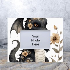 Cute Black Baby Dragon Flowers Painting (7) White Tabletop Photo Frame 4 x6  by 1xmerch