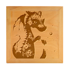 Cute Black Baby Dragon Flowers Painting (7) Wood Photo Frame Cube by 1xmerch