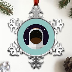 Astronaut Space Astronomy Universe Metal Small Snowflake Ornament by Sarkoni