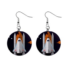 Rocket Space Universe Spaceship Mini Button Earrings by Sarkoni