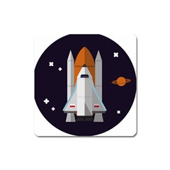 Rocket Space Universe Spaceship Square Magnet by Sarkoni