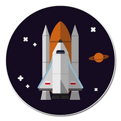 Rocket Space Universe Spaceship Magnet 5  (round) by Sarkoni