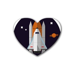 Rocket Space Universe Spaceship Rubber Heart Coaster (4 Pack) by Sarkoni