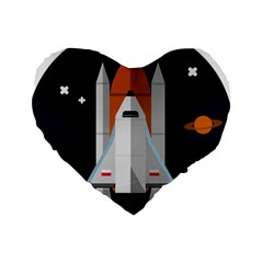 Rocket Space Universe Spaceship Standard 16  Premium Heart Shape Cushions by Sarkoni