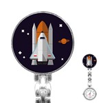 Rocket Space Universe Spaceship Stainless Steel Nurses Watch Front