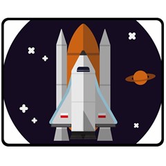 Rocket Space Universe Spaceship Two Sides Fleece Blanket (medium) by Sarkoni