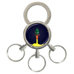 Rocket Halftone Astrology Astronaut 3-ring Key Chain