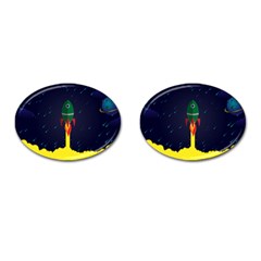 Rocket Halftone Astrology Astronaut Cufflinks (oval) by Sarkoni