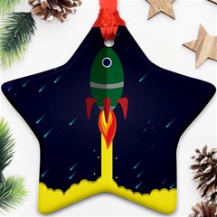 Rocket Halftone Astrology Astronaut Star Ornament (two Sides) by Sarkoni