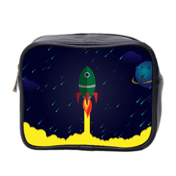 Rocket Halftone Astrology Astronaut Mini Toiletries Bag (Two Sides)