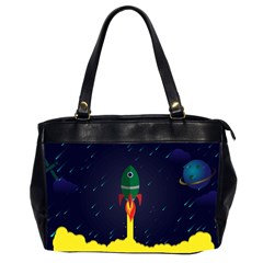 Rocket Halftone Astrology Astronaut Oversize Office Handbag (2 Sides) by Sarkoni