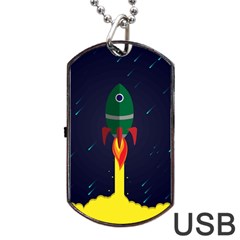 Rocket Halftone Astrology Astronaut Dog Tag Usb Flash (two Sides) by Sarkoni