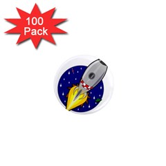 Rocket Ship Launch Vehicle Moon 1  Mini Magnets (100 Pack)  by Sarkoni