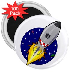 Rocket Ship Launch Vehicle Moon 3  Magnets (100 Pack) by Sarkoni