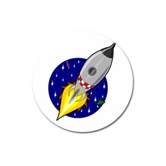 Rocket Ship Launch Vehicle Moon Magnet 3  (round) by Sarkoni