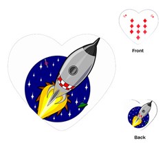 Rocket Ship Launch Vehicle Moon Playing Cards Single Design (heart) by Sarkoni