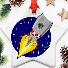 Rocket Ship Launch Vehicle Moon Star Ornament (two Sides) by Sarkoni