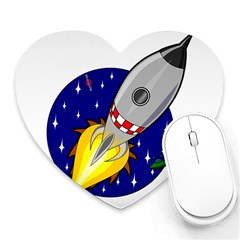 Rocket Ship Launch Vehicle Moon Heart Mousepad by Sarkoni