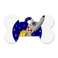 Rocket Ship Launch Vehicle Moon Dog Tag Bone (two Sides) by Sarkoni