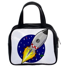 Rocket Ship Launch Vehicle Moon Classic Handbag (two Sides) by Sarkoni