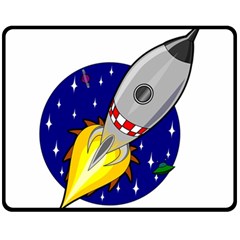 Rocket Ship Launch Vehicle Moon Fleece Blanket (medium) by Sarkoni