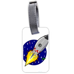 Rocket Ship Launch Vehicle Moon Luggage Tag (one Side) by Sarkoni