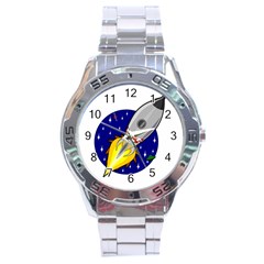 Rocket Ship Launch Vehicle Moon Stainless Steel Analogue Watch by Sarkoni