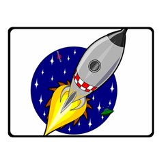 Rocket Ship Launch Vehicle Moon Two Sides Fleece Blanket (small) by Sarkoni