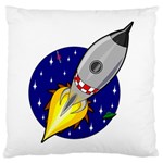 Rocket Ship Launch Vehicle Moon Large Premium Plush Fleece Cushion Case (One Side) Front