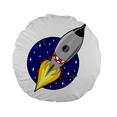 Rocket Ship Launch Vehicle Moon Standard 15  Premium Flano Round Cushions by Sarkoni