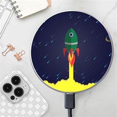 Rocket Halftone Astrology Astronaut Wireless Fast Charger(white) by Sarkoni