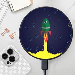 Rocket Halftone Astrology Astronaut Wireless Fast Charger(black) by Sarkoni