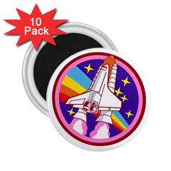 Badge Patch Pink Rainbow Rocket 2 25  Magnets (10 Pack)  by Sarkoni