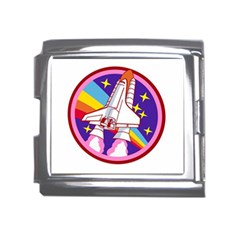 Badge Patch Pink Rainbow Rocket Mega Link Italian Charm (18mm) by Sarkoni