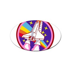 Badge Patch Pink Rainbow Rocket Sticker Oval (10 Pack) by Sarkoni