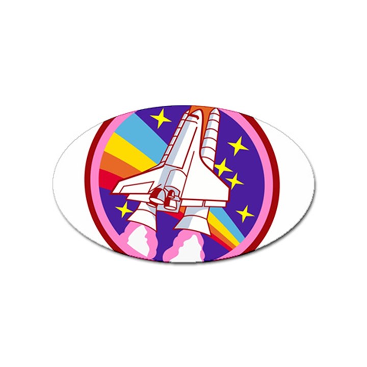 Badge Patch Pink Rainbow Rocket Sticker Oval (10 pack)