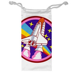 Badge Patch Pink Rainbow Rocket Jewelry Bag by Sarkoni