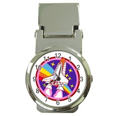 Badge Patch Pink Rainbow Rocket Money Clip Watches by Sarkoni