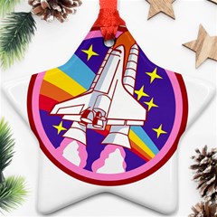 Badge Patch Pink Rainbow Rocket Star Ornament (two Sides) by Sarkoni