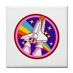 Badge Patch Pink Rainbow Rocket Face Towel by Sarkoni