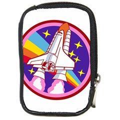 Badge Patch Pink Rainbow Rocket Compact Camera Leather Case by Sarkoni