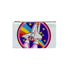 Badge Patch Pink Rainbow Rocket Cosmetic Bag (small) by Sarkoni