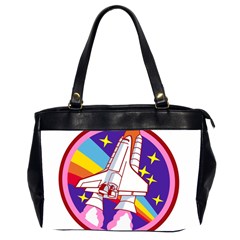 Badge Patch Pink Rainbow Rocket Oversize Office Handbag (2 Sides) by Sarkoni