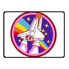 Badge Patch Pink Rainbow Rocket Two Sides Fleece Blanket (small) by Sarkoni