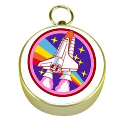 Badge Patch Pink Rainbow Rocket Gold Compasses by Sarkoni