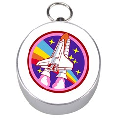 Badge Patch Pink Rainbow Rocket Silver Compasses by Sarkoni