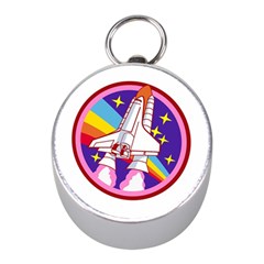 Badge Patch Pink Rainbow Rocket Mini Silver Compasses by Sarkoni