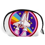 Badge Patch Pink Rainbow Rocket Accessory Pouch (Large) Front