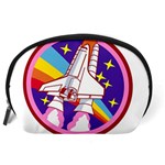 Badge Patch Pink Rainbow Rocket Accessory Pouch (Large) Back